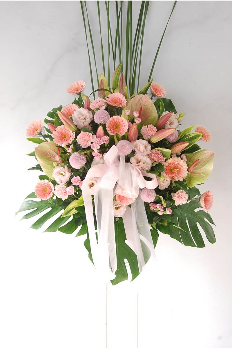百合太陽花喜慶中大籃一對