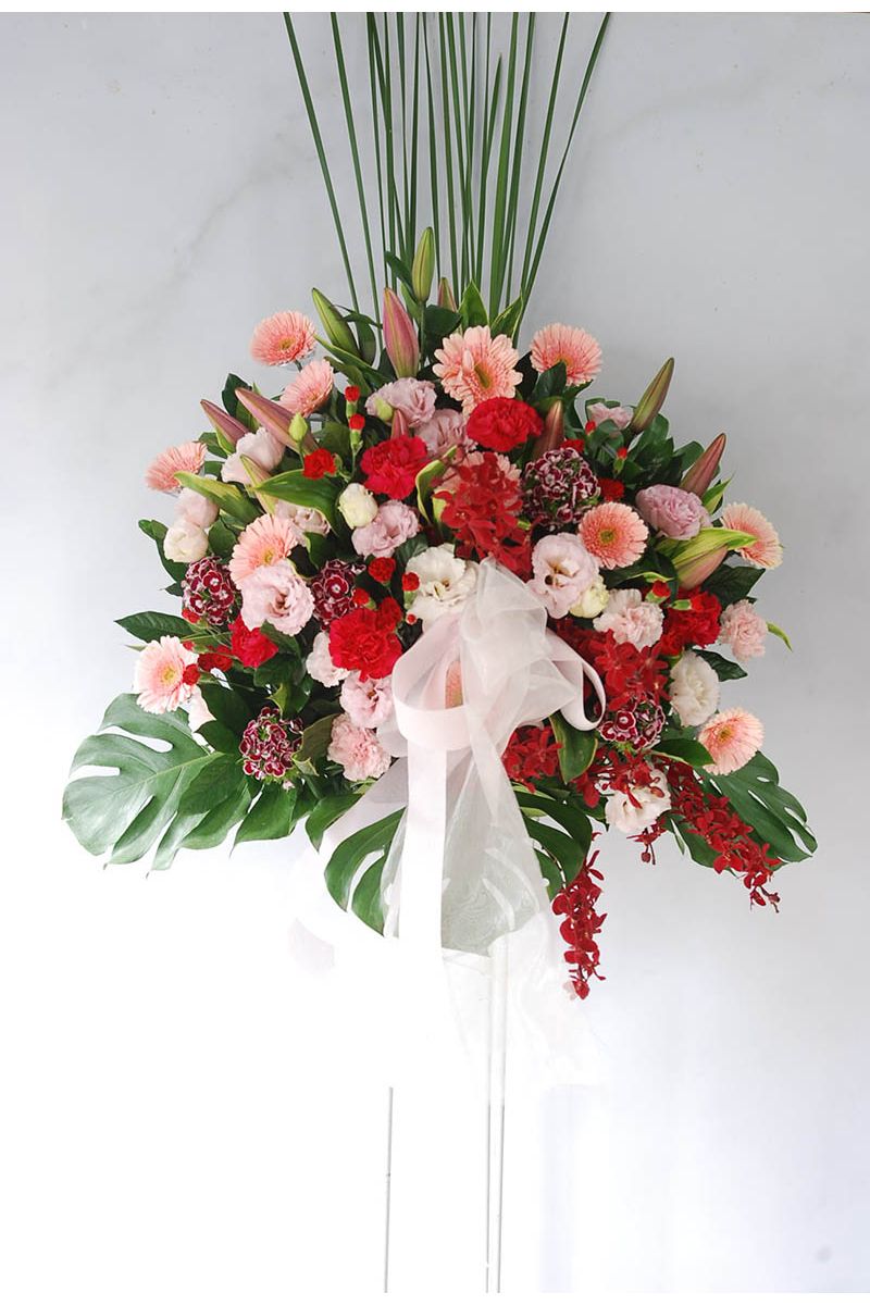 百合太陽花喜慶中大籃一對