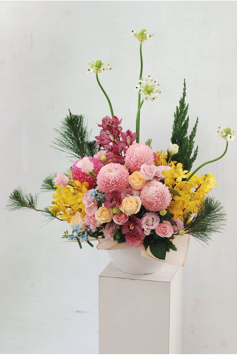 橙色系歡欣盆花 Bright floral