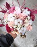 棉花玫瑰不凋捧花Cotton& Preserved Rose Bouquet