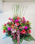 百合太陽花優雅花籃-標準籃